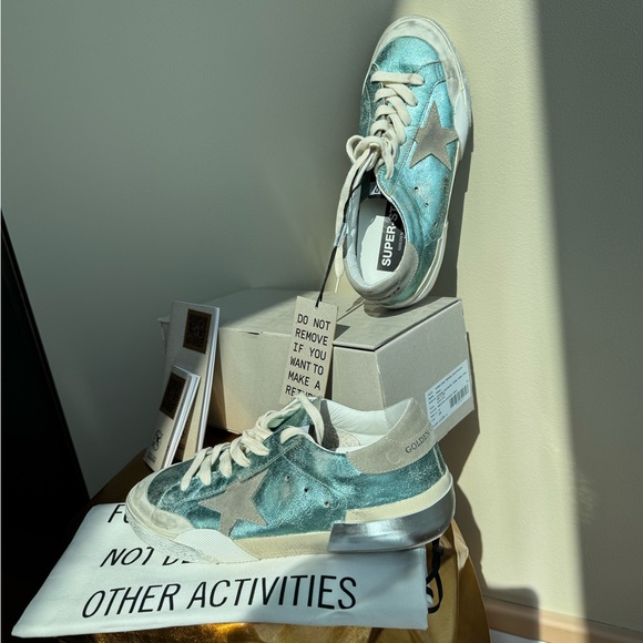 NWT Golden Goose Superstar Vintage Laminated Sneaker, Mint/teal, Size 39 (US 9) - Picture 14 of 17